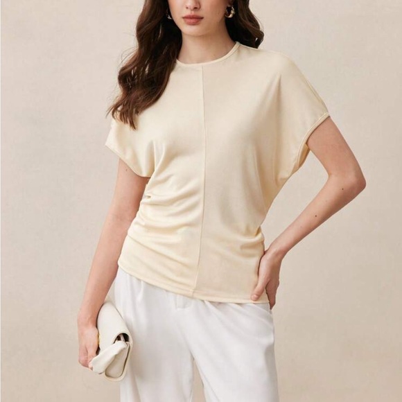 Cream ivory ruched top - Picture 6 of 7
